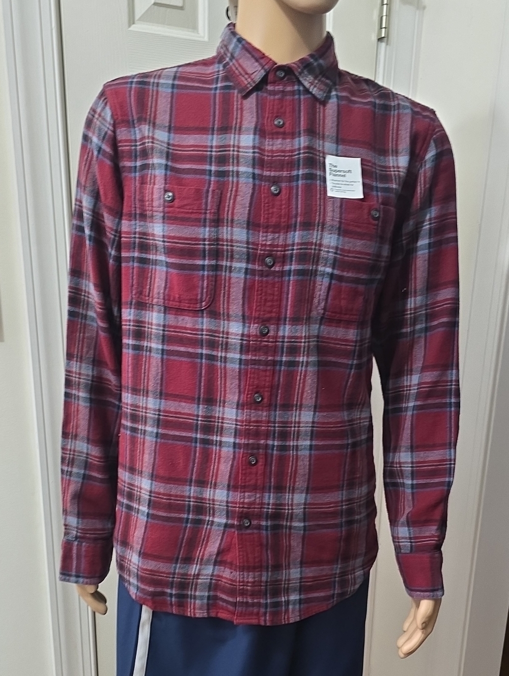 Sonoma Brand Men's Big & Tall Burgundy & Black Plaid Flannel Shirt Size MT
